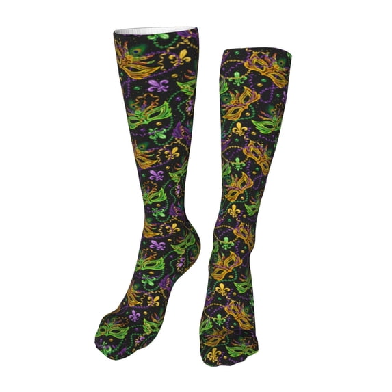 Yiaed Mardi Gras Surface Print Great elasticity Adult Stockings Sports socks for Men and Women-One Size