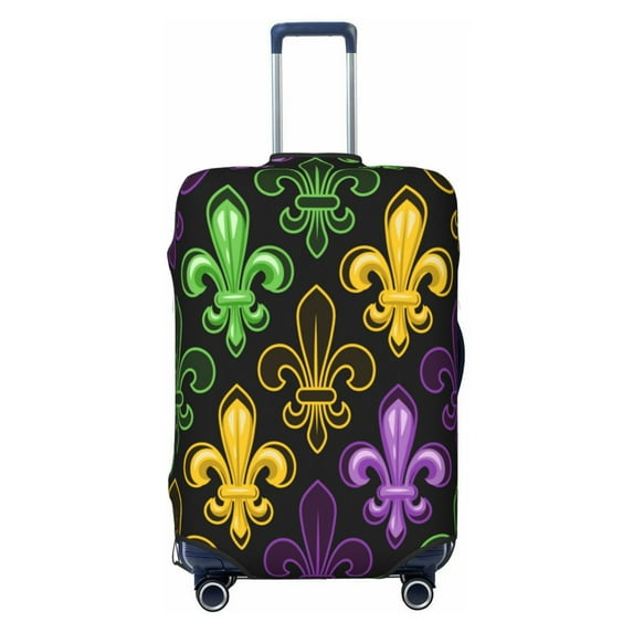 Yiaed Mardi Gras1 Print Travel Luggage Cover Suitcase Protector Fits 18-32 Inch Luggage Wheel Covers Patterned Elastic Luggage Anti-scratch(No luggage)-Large