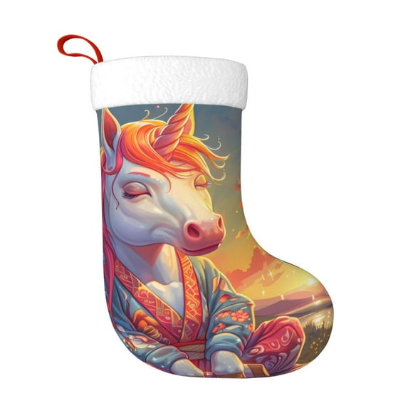 Yiaed Meditating Cute Horse Print Christmas Stockings, Christmas Stockings Hanging Ornaments, Christmas Stockings for Family Christmas Holiday Decorations