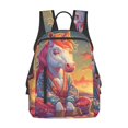 thumbnail image 1 of Yiaed Meditating Cute Horse Print Lightweight Backpack Travel Backpacks Hiking Daypack for Women Men, 1 of 5