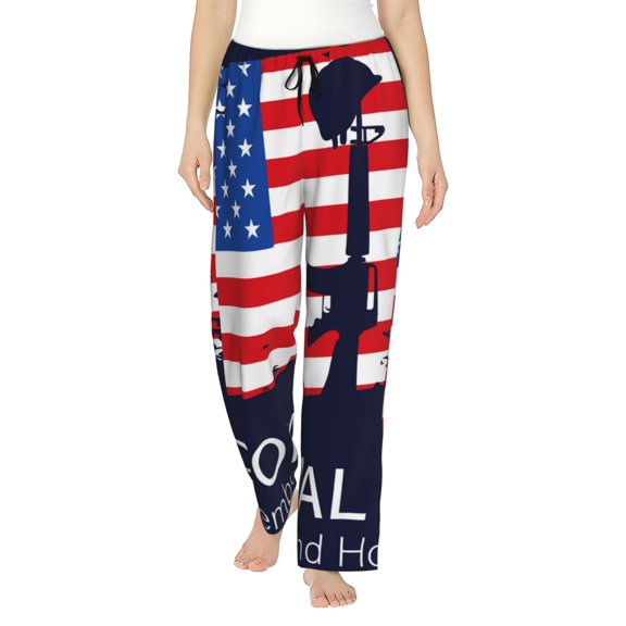 Yiaed Memorial Day Print Womens Lounge Pants, Loose PJ Bottoms, Long Pajama Pants for Women-Small