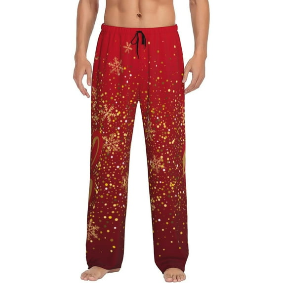 Yiaed Merry Christmas Print Men's Lounge Pants, Loose PJ Bottoms, Long Pajama Pants for Men-X-Large