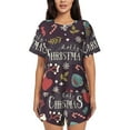 thumbnail image 1 of Yiaed Merry Christmas Print Short Sleeve Pajama Sets for Women Casual Crew Neck 2 Piece Lounge Sets Women's Short-Sleeved Pajama-XX-Large, 1 of 5