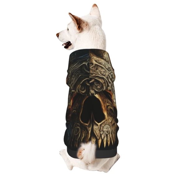 Yiaed Metal Evil Skull Print Dog Hoodie Security Pet Dog Costume Pets Dog Hoodie Sweatshirt with Pocket for Small Dogs-X-Small