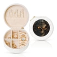 thumbnail image 1 of Yiaed Metal Evil Skull Print Travel Jewelry Case Bridesmaid Gift Boxes Jewelry Travel Organizer Small Round Jewelry Box Mini Storage-White, 1 of 7