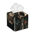 thumbnail image 1 of Yiaed Metal Style Horned Skull Print Tissue Box Cover, PU Leather Decorative Organizer for Tabletop, Bathroom, Car, Office Creative Decorative, 1 of 1