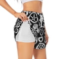 thumbnail image 1 of Yiaed Metallic Gears Print Women's Running Shorts with Liner 3 Zipper Pockets Elastic Workout Athletic Gym Yoga Shorts-X-Large, 1 of 7