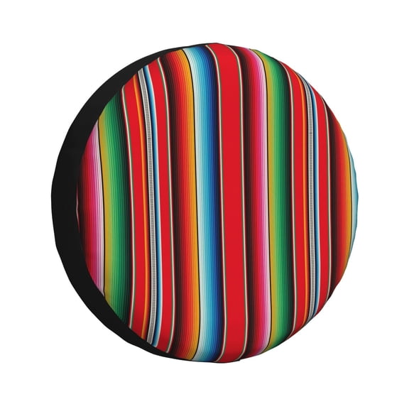 Yiaed Mexican Serape Blanket Stripes Print Tire Wheel Cover, Waterproof Spare Tire Cover Fit for Jeep, Truck,Trailer, RV, SUV, Camper and Most Vehicle-15 inch