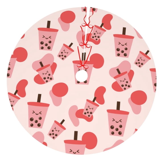 Yiaed Milk Tea Print Christmas Tree Skirt , Tree SkirtsTree Mat for Christmas Winter Holiday Indoor Decorations-36"