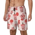 thumbnail image 1 of Yiaed Milk Tea Print Mens Swim Trunks Bathing Suit Compression Liner Beach Swim Shorts Swimwear Quick Dry Zipper Pocket No-Chafing Board Short-XX-Large, 1 of 6