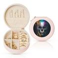 thumbnail image 1 of Yiaed Modern Abstract Colorful Skull Print Travel Jewelry Case Bridesmaid Gift Boxes Jewelry Travel Organizer Small Round Jewelry Box Mini Storage-Pink, 1 of 7