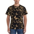 thumbnail image 1 of Yiaed Modern Golden Butterfly Print Mens Short Sleeve Tight Fit T-Shirt, Crewneck Casual Tee-Large, 1 of 1