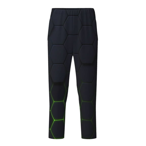 Yiaed Modern Hexagonal Neon Grid Print Teenagers' Lounge Pants, Loose PJ Bottoms, Long Pajama Pants for Men-Large
