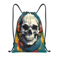 thumbnail image 1 of Yiaed Modern Hip-Hop Skull Print Drawstring Bags Drawstring Backpack Bulk String Back Pack Gym Sport Bag-Medium, 1 of 5