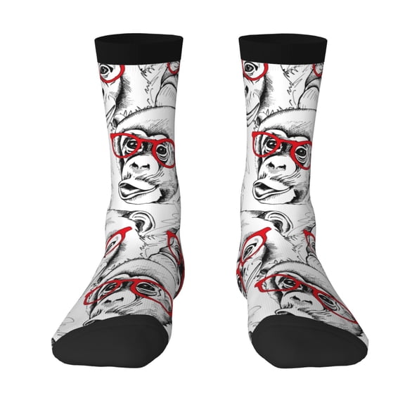 Yiaed Monkey Print Great elasticity Crew Socks Sports socks for Men and Women