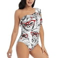 thumbnail image 1 of Yiaed Monkey Print Women One Piece Swimsuits Tummy Control One Shoulder Bathing Suits Pattern Ruffle Swimwear-X-Large, 1 of 8