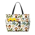thumbnail image 1 of Yiaed Monkeys Swinging from Palms Print Large Capacity Beach Travel Bag - Waterproof Zipper Vacation Tote for Sandproof Storage, and Camping, 1 of 5