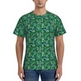 thumbnail image 1 of Yiaed Monstera Leaves Print Mens Short Sleeve Tight Fit T-Shirt, Crewneck Casual Tee-Small, 1 of 5