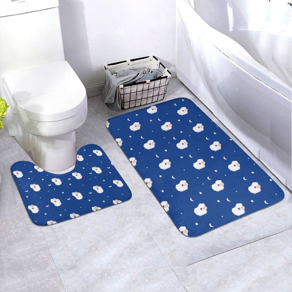 Yiaed Moon Lamb Print Bathroom Mat Set 2 Pieces Mat Anti-Skid Pad Ultra Soft and Absorbent Bathroom Bath Mat Contour Bath Rugs for Toilet Base