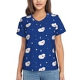thumbnail image 1 of Yiaed Moon Lamb Print Women's T Shirt V-Neck Short Sleeve Shirt Casual Breathable Tee Summer Tops-XX-Large, 1 of 5