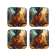 thumbnail image 1 of Yiaed Moonlit Hairless Cat Monk Print Leather Coasters for Drinks - Cup Coasters Coffee Table Kitchen Table Bar, Home & Office Gifts Handmade Drink Coasters-Square, 1 of 6