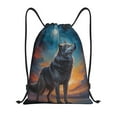 thumbnail image 1 of Yiaed Moonlit Night Sky Wolf Print Drawstring Bags Drawstring Backpack Bulk String Back Pack Gym Sport Bag-Medium, 1 of 5