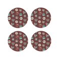 thumbnail image 1 of Yiaed Mountain Adventure Badges Print Leather Coasters for Drinks - Cup Coasters Coffee Table Kitchen Table Bar, Home & Office Gifts Handmade Drink Coasters-Round Shape, 1 of 6