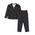 thumbnail image 1 of Yiaed Multi-Colored Stars Print Pajamas Women's Long Sleeve Sleepwear Soft Button Down Loungewear Pjs Lounge Set Nightwear Womens Pajama Pants-X-Large, 1 of 7