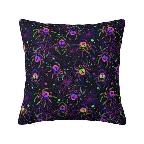 Yiaed Multi-colored Spiders Print Pillow Covers Super Soft Decorative Square Throw Pillow Covers Case Cushion Covers for Sofa Couch Bedroom Car Decor（No pillow core）-18"x18"