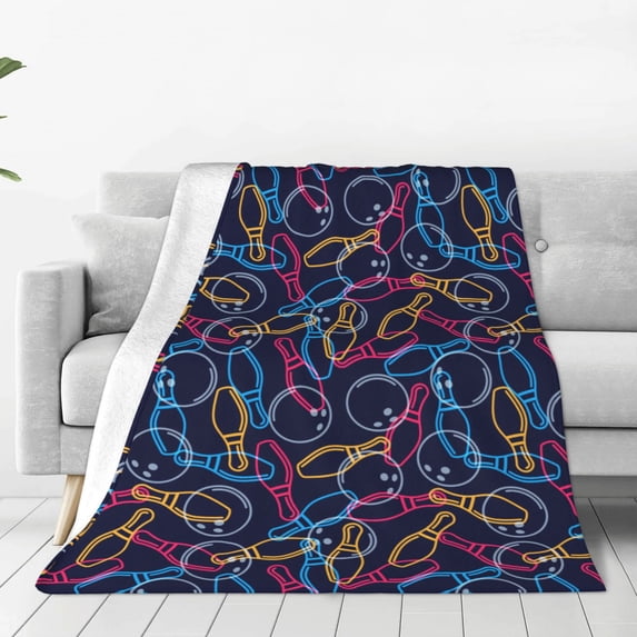 Yiaed Multicolor Bowling Pattern Fleece Throw Blanket,Fleece Throw Blankets for Couch & Bed All Season Use -40"x30"
