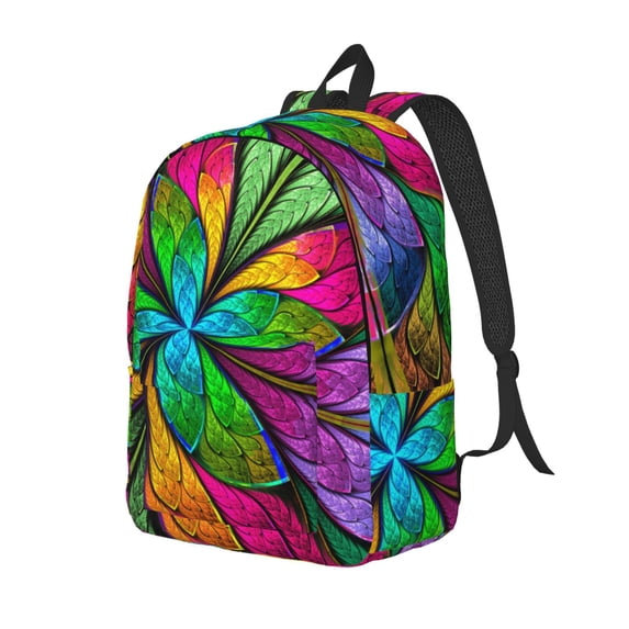 Yiaed Multicolored Beautiful Flower Print Laptop Backpack Travel Canvas Backpack Vintage Aesthetic Backpack for School Knapsack Plain Backpack Backpack for School-Medium