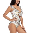 thumbnail image 1 of Yiaed Mushrooms And Butterflies Print Women's Ruffled One Piece Swimsuit V Neck Swimwear Slimming Monokini for Woman-Small, 1 of 8