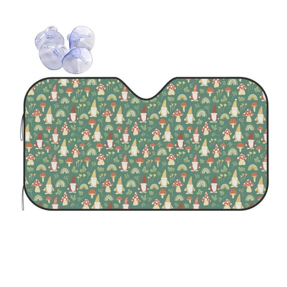 Yiaed Mushrooms Gnome Print Car Windshield Sunshade Front Auto Car Front Window Sun Shade Foldable Sun Visor Shield Cover Auto Accessories for Sedan SUV Truck-Medium