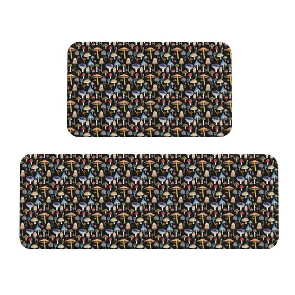 Yiaed Mushrooms and Leaves Kitchen Rugs Sets of 2 Kitchen Mats Cushioned Anti Fatigue Kitchen Rug Tapetes Para Cocina for Sink,Laundry Room