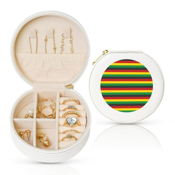 Yiaed Music Colors 1 Print Travel Jewelry Case Bridesmaid Gift Boxes Jewelry Travel Organizer Small Round Jewelry Box Mini Storage-White