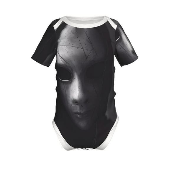 Yiaed Mystical Masked Figure Monochrome Print Infant Climbing Short Sleeve Onesie One-Piece Baby Bodysuit Clothes 0-12 Months -12 Months
