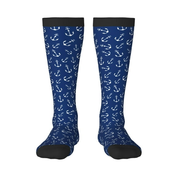Yiaed Nautical Anchors Print Great elasticity Adult Stockings Sports socks for Men and Women