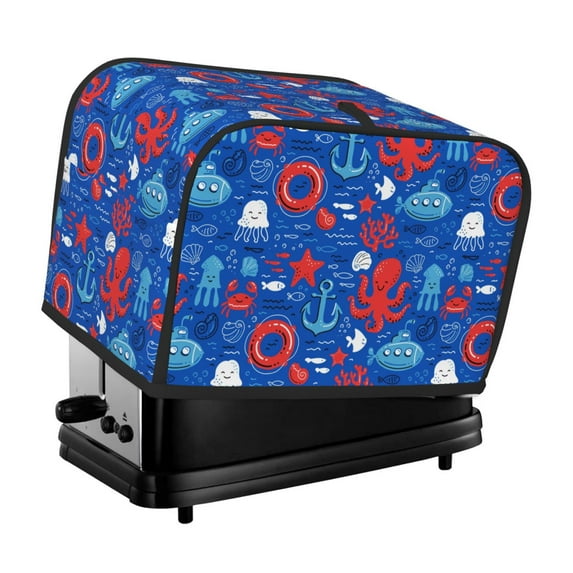 Yiaed Nautical Animals Print Two Slice Bread Machine Cover, Universal Size Kitchen Appliance Cover for Bread Machine,Bread Machine Cover