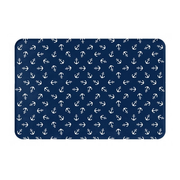 Yiaed Nautical Themed Simple Anchors Print Flannel Doormat Mat Outdoor Indoor Door Mats, Non Slip Durable Entrance Rugs for Outside Entry, Porch, Resist Dirt, 16"x24"