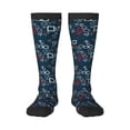 thumbnail image 1 of Yiaed Navy Blue Geometric Print Great elasticity Adult Stockings Sports socks for Men and Women, 1 of 6
