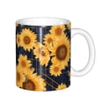 thumbnail image 1 of Yiaed Navy Blue Plaid Sunflower Print Ceramics Coffee,Large Handle Design,Extra Large Tea and Coffee Cup for Office and Home Mugs, 1 of 6
