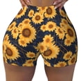 thumbnail image 1 of Yiaed Navy Blue Plaid Sunflower Print Women's Athletic Shorts Running Shorts Sporty Short High Waisted Elastic Workout Shorts for Yoga Gym Running & Sports -XX-Large, 1 of 7