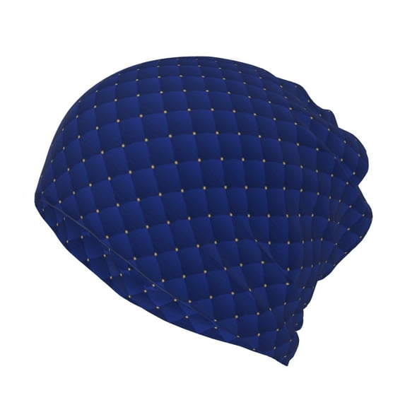 Yiaed Navy Blue Print Multifunction Beanie Hats for Women Men Slouchy Knit Beanie Hat Winter Hat Scarf Stretch Skull Cap