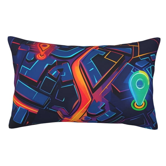 Yiaed Neon City Map Print Brushed Microfiber Envelope Pillowcases, Standard,Envelope Closure Pillow Cases(No pillow core)-16"x24"