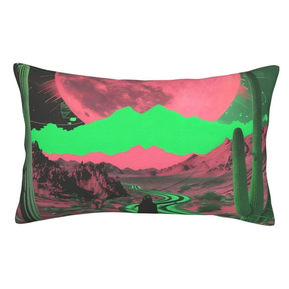 Yiaed Neon Desert Moon Print Brushed Microfiber Envelope Pillowcases, Standard,Envelope Closure Pillow Cases(No pillow core)-14"x20"