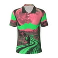 thumbnail image 1 of Yiaed Neon Desert MoonPrint Men's Short Sleeve Polo Shirt,Golf Polo for Men Three-Button Golf Shirt Athletic Casual Collared T-Shirt- X-Large, 1 of 7