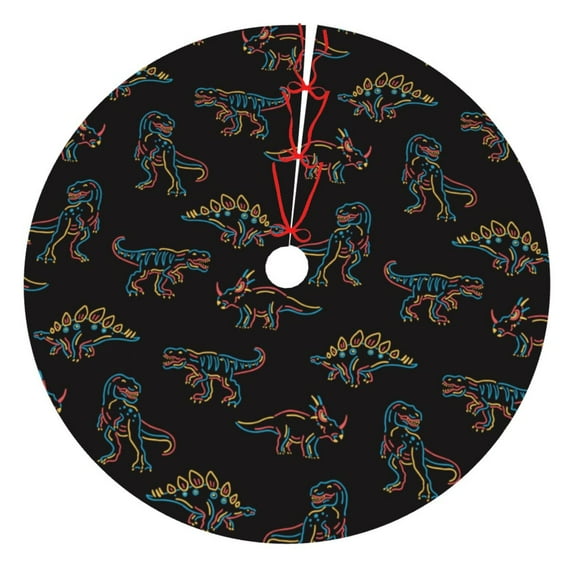 Yiaed Neon Dinosaur Print Christmas Tree Skirt , Tree SkirtsTree Mat for Christmas Winter Holiday Indoor Decorations-48"