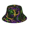 thumbnail image 1 of Yiaed Neon Mardi Gras Print Reflective Stripe Bucket Hat Unisex Funny Outdoor Fisherman Cap Beach Sun Hat, 1 of 5