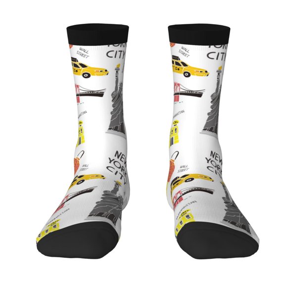 Yiaed New York Print Great elasticity Crew Socks Sports socks for Men and Women