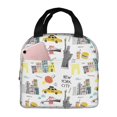 thumbnail image 1 of Yiaed New York Print Insulated Lunch Bag Reusable Cute Tote Lunch Box, Leakproof Cooler Lunch Bags for Work Office Travel School Picnic, 1 of 5